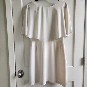 Halston Ivory Cape Sleeve Cocktail Dress Size 10 Minimalist Bridal Wedding Guest